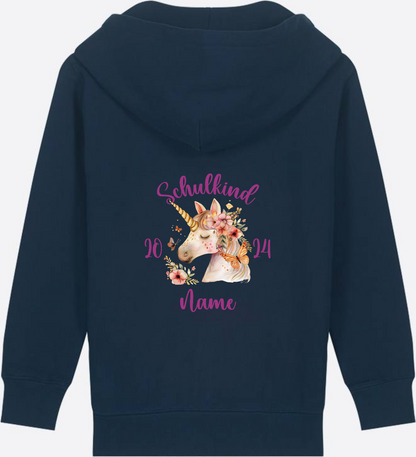 Zip-Hoodie Einschulung Mädchen – Geschenk mit Wunschnamen - French Navy