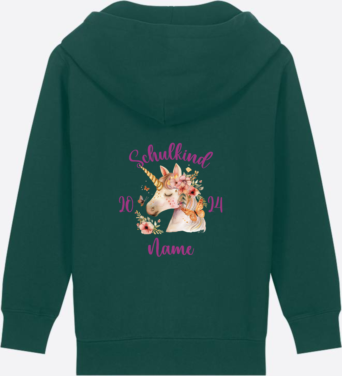 Zip-Hoodie Einschulung Mädchen – Geschenk mit Wunschnamen - Glazed Green