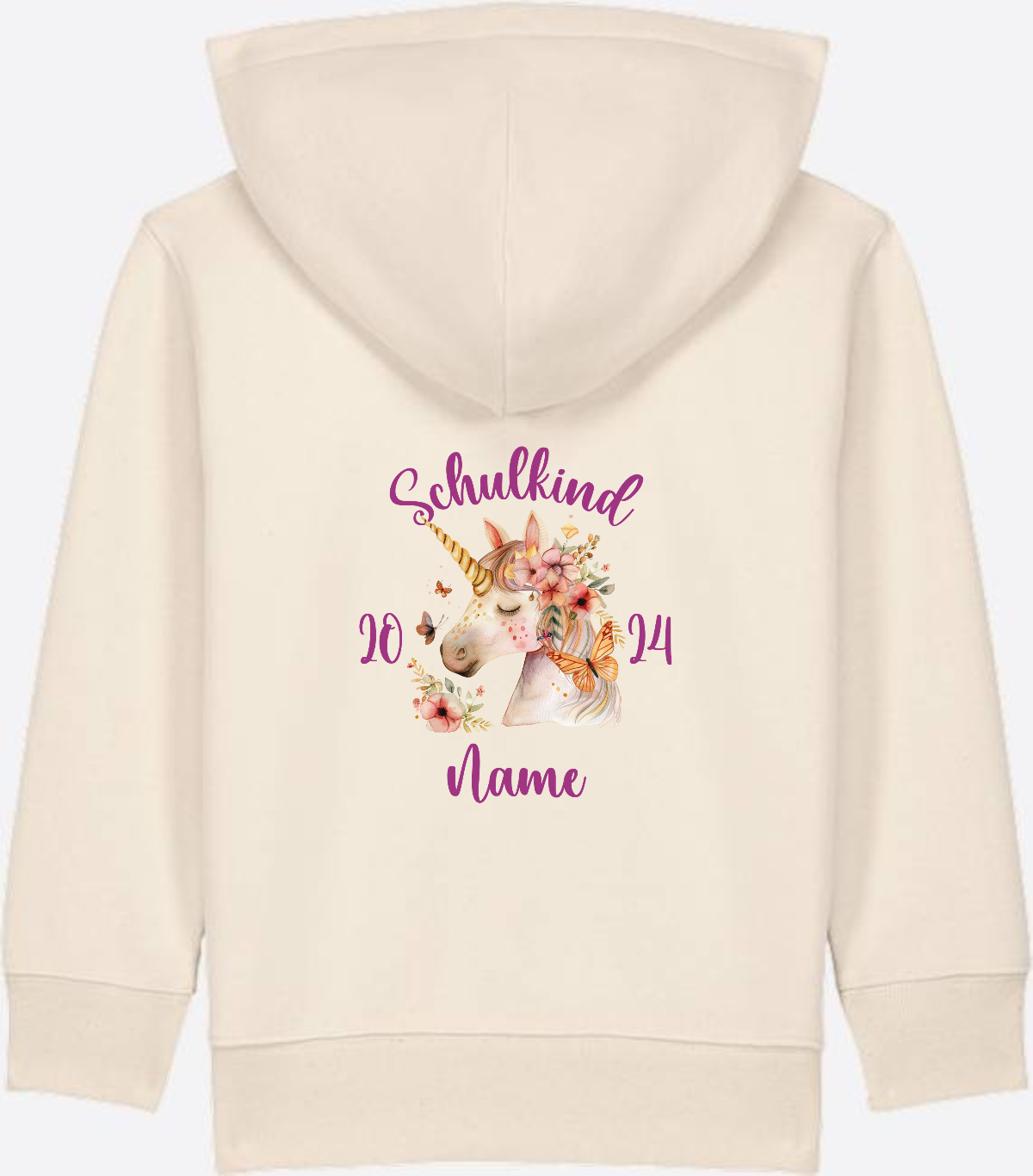 Zip-Hoodie Einschulung Mädchen – Geschenk mit Wunschnamen - Natural Raw