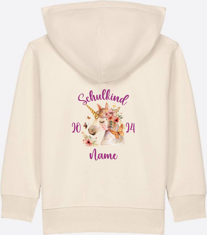 Zip-Hoodie Einschulung Mädchen – Geschenk mit Wunschnamen - Natural Raw