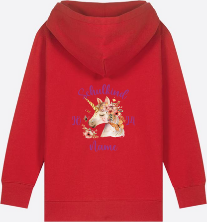 Zip-Hoodie Einschulung Mädchen – Geschenk mit Wunschnamen - Red