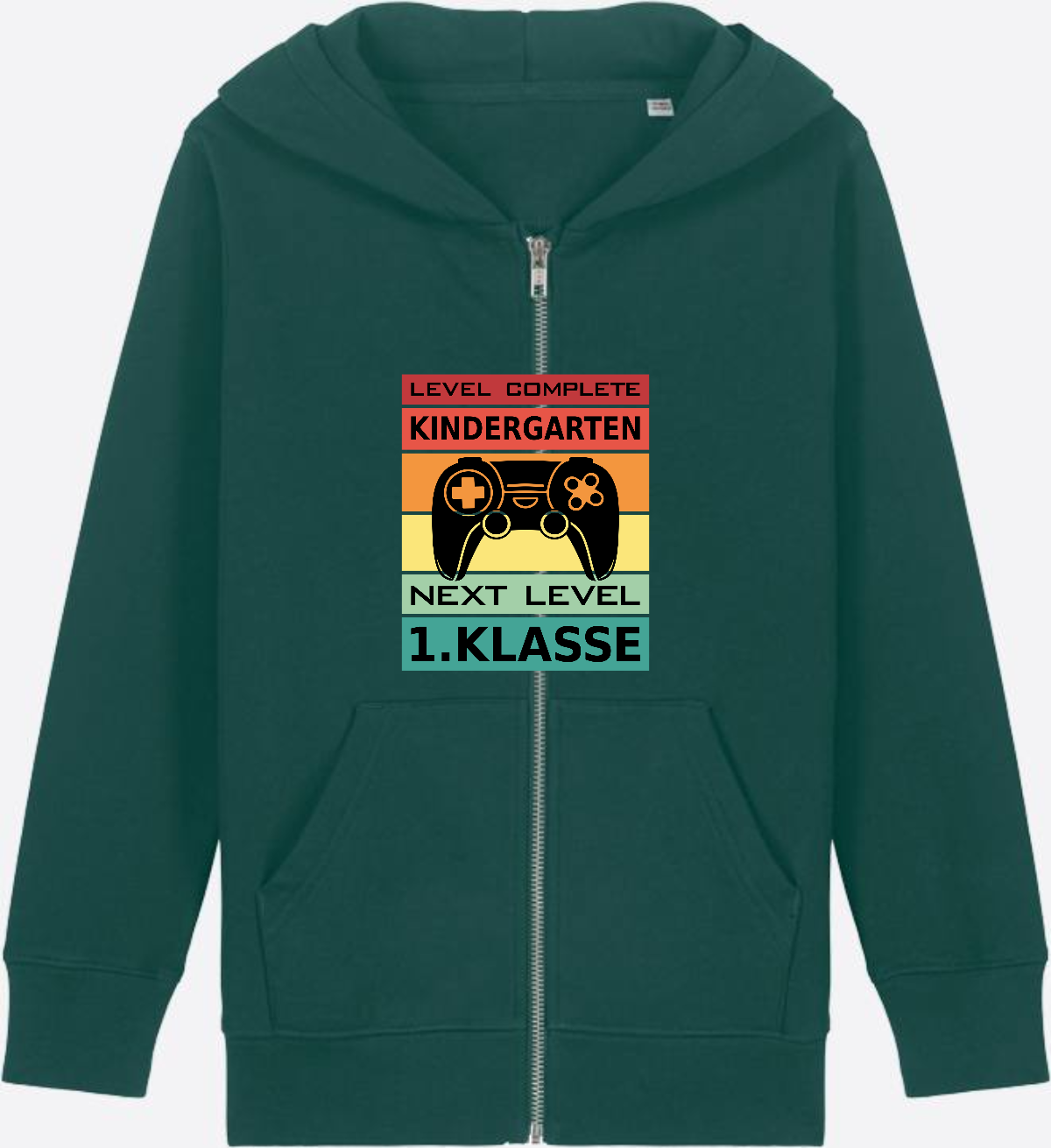 Zip-Hoodie Einschulung: Next Level 1. Klasse mit Name - Glazed Green Herzseite