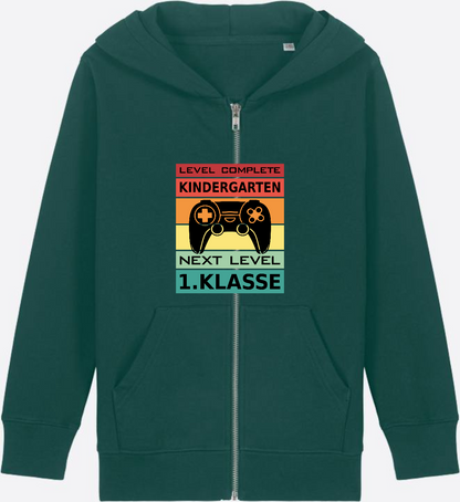 Zip-Hoodie Einschulung: Next Level 1. Klasse mit Name - Glazed Green Herzseite