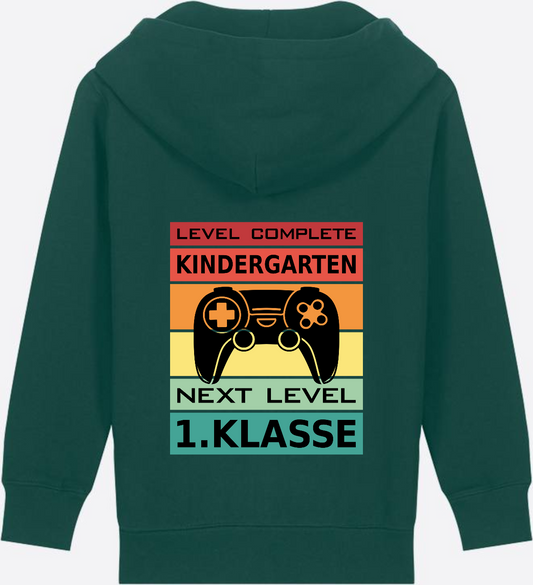 Zip-Hoodie Einschulung: Next Level 1. Klasse mit Name - Glazed Green
