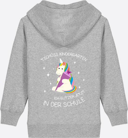 Zip-Hoodie Einschulung: Tschüss Kindergarten Einhorn - Heather Grey
