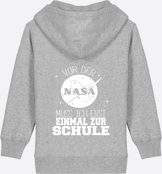 Zip-Hoodie Einschulung: Vor der NASA erst zur Schule - Heather Grey
