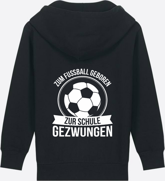 Zip-Hoodie Einschulung: Zum Fußball geboren – personalisierbar - Black