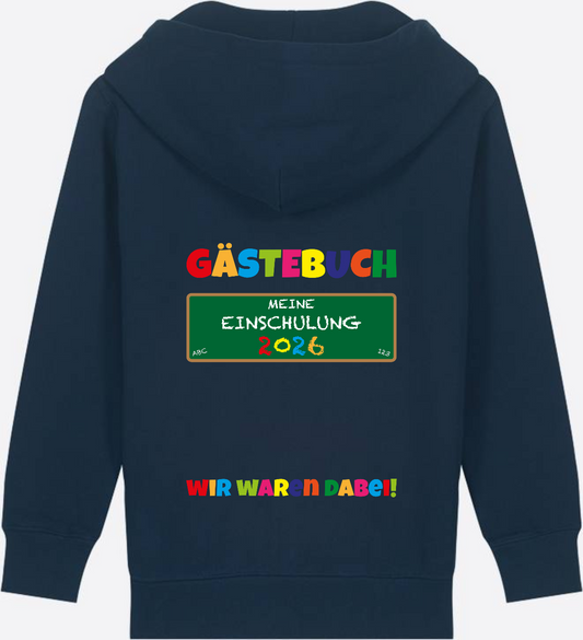 Zip-Hoodie Gästebuch Einschulung 2026 – Schulkind Jacke - French Navy