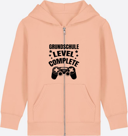 Zip-Hoodie Grundschule Level Complete – mit Wunschnamen - Fraiche Peche Herzseite