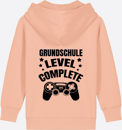 Zip-Hoodie Grundschule Level Complete – mit Wunschnamen - Fraiche Peche