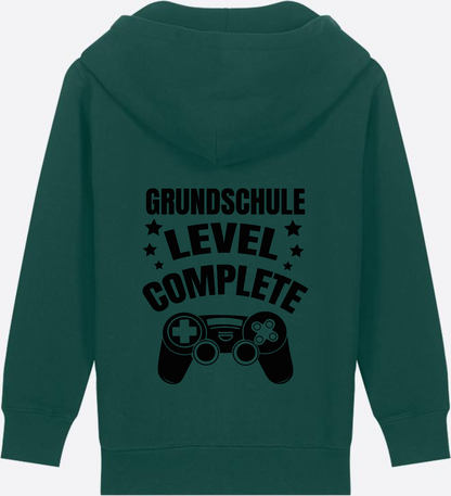 Zip-Hoodie Grundschule Level Complete – mit Wunschnamen - Glazed Green