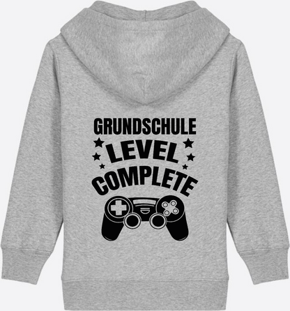 Zip-Hoodie Grundschule Level Complete – mit Wunschnamen - Heather Grey
