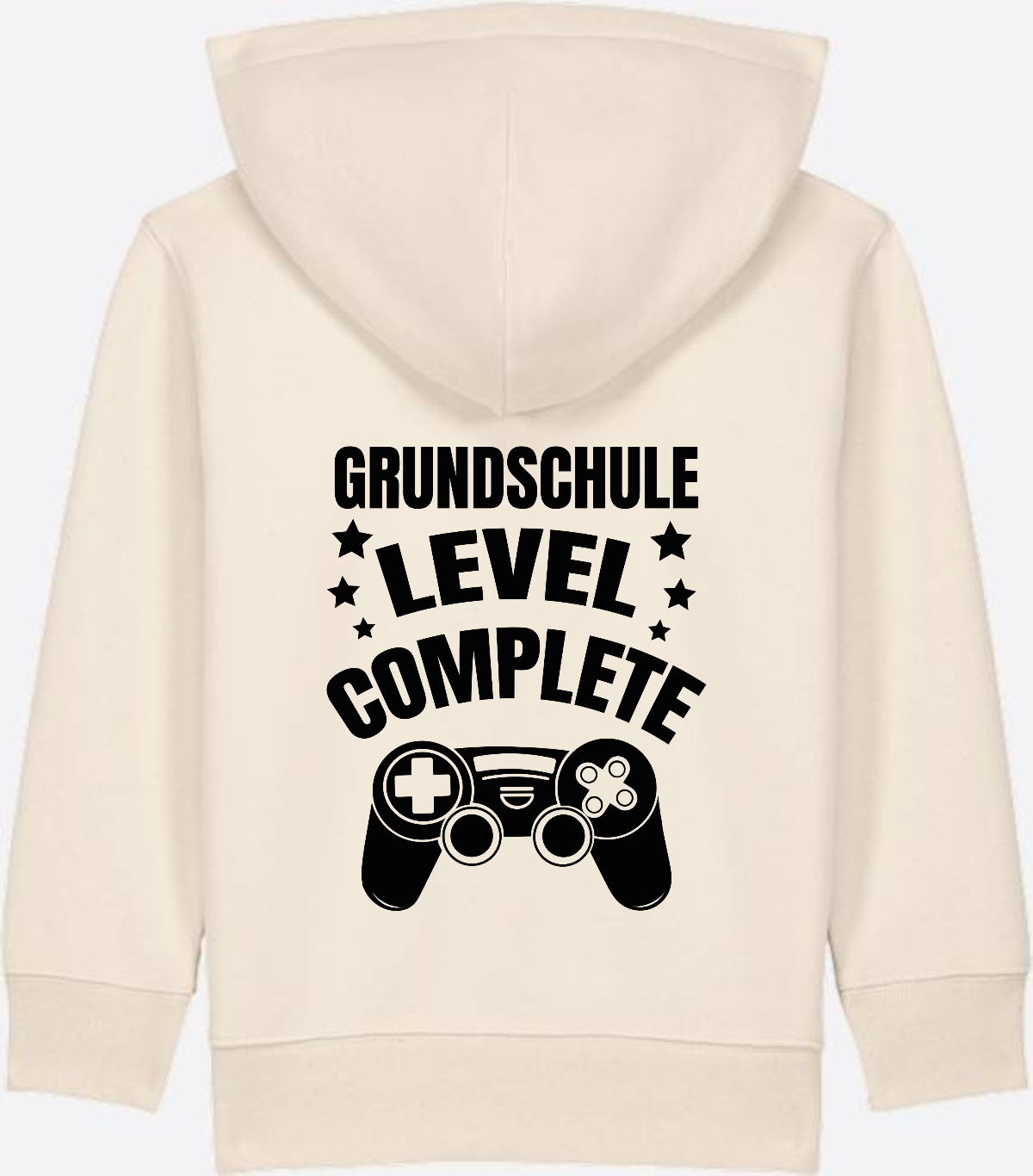 Zip-Hoodie Grundschule Level Complete – mit Wunschnamen - Natural Raw