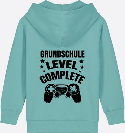 Zip-Hoodie Grundschule Level Complete – mit Wunschnamen - Teal Monstera