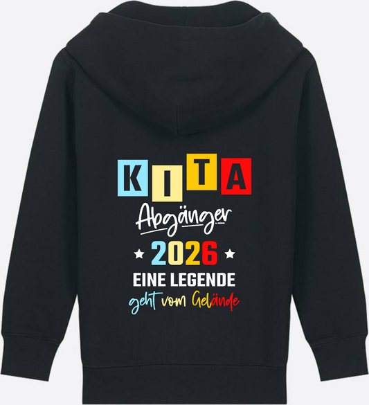 Zip-Hoodie Kita Abgänger 2026 – Legende verlässt das Gelände - Black