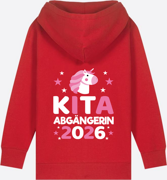 Zip-Hoodie Kita-Abgängerin 2026 Einhorn mit Wunschname - Red
