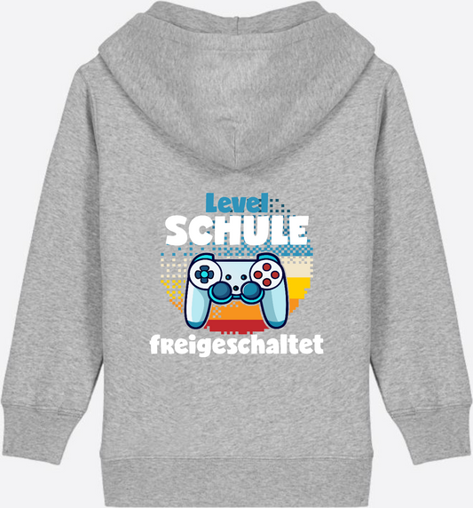 Zip-Hoodie: Level Schule freigeschaltet – Geschenk zur Einschulung - Heather Grey