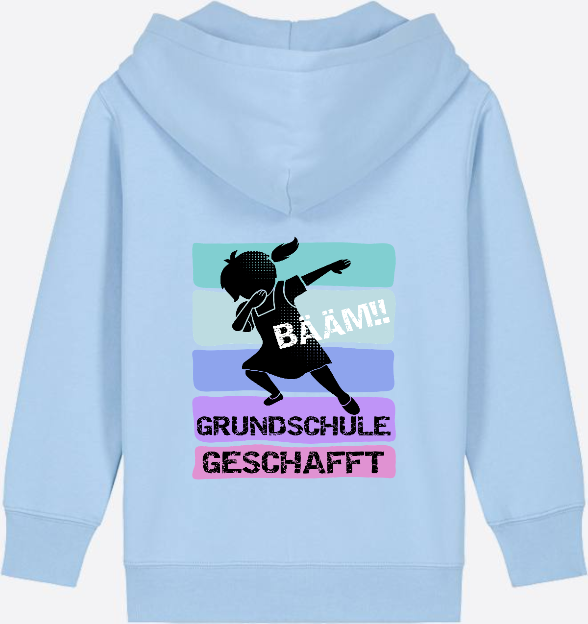 Zip-Hoodie Mädchen: Bääm! Grundschule geschafft – mit Namen - Blue Soul