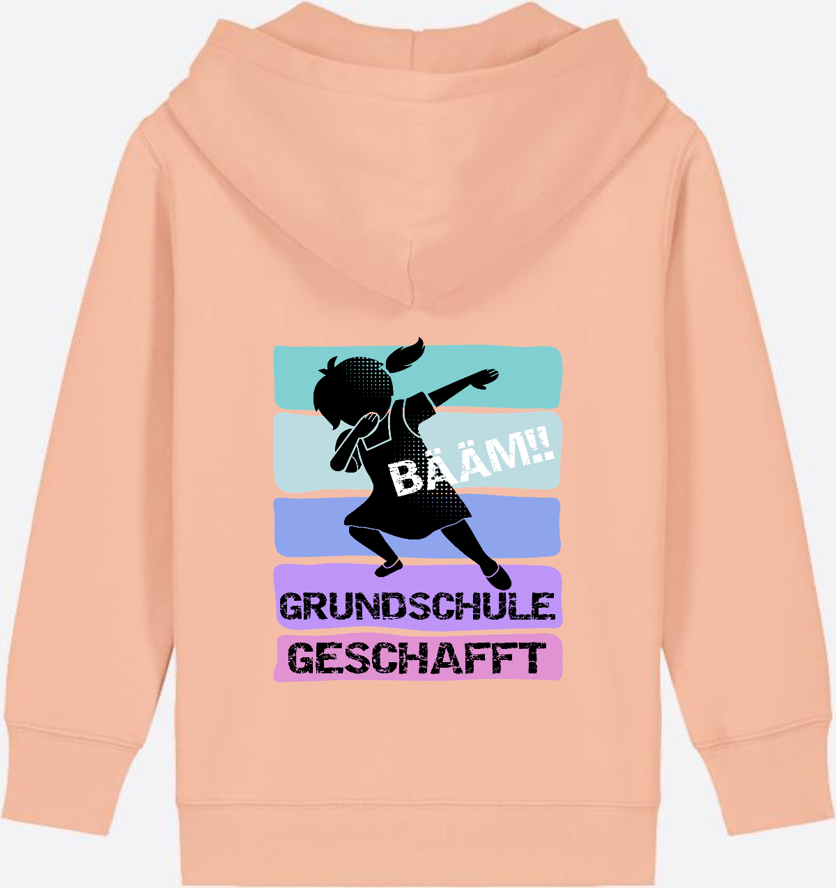 Zip-Hoodie Mädchen: Bääm! Grundschule geschafft – mit Namen - Fraiche Peche