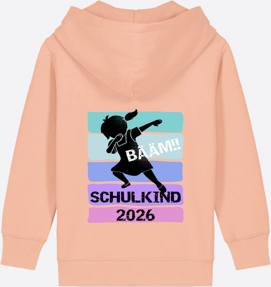 Zip-Hoodie Mädchen Bääm!! Schulkind 2026 – Personalisiert - Fraiche Peche