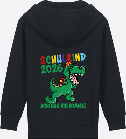 Zip-Hoodie Schulkind 2026 – Achtung ich komme! bunt - Black