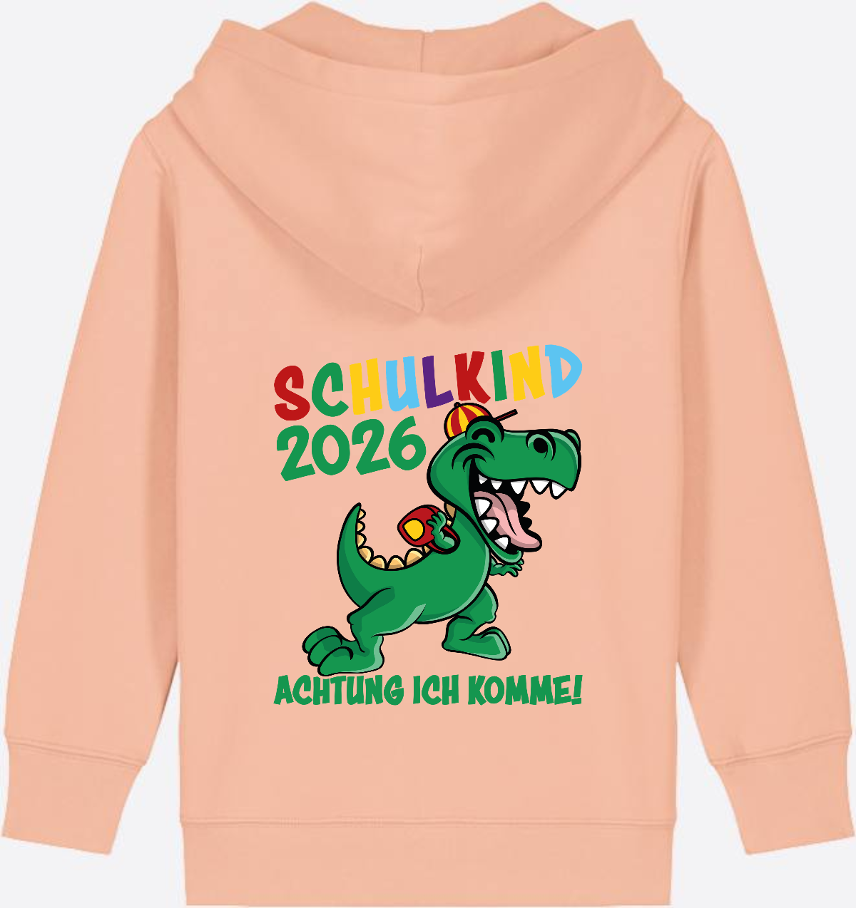 Zip-Hoodie Schulkind 2026 – Achtung ich komme! bunt - Fraiche Peche
