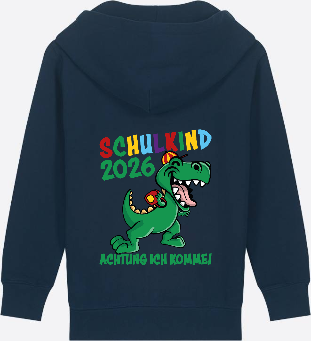Zip-Hoodie Schulkind 2026 – Achtung ich komme! bunt - French Navy