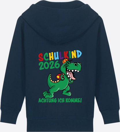 Zip-Hoodie Schulkind 2026 – Achtung ich komme! bunt - French Navy