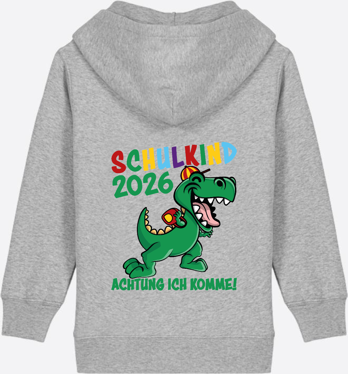 Zip-Hoodie Schulkind 2026 – Achtung ich komme! bunt - Heather Grey