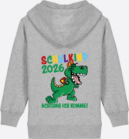 Zip-Hoodie Schulkind 2026 – Achtung ich komme! bunt - Heather Grey