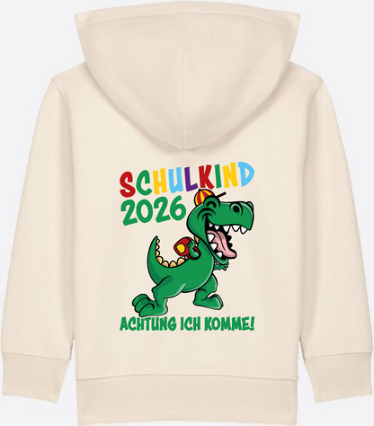 Zip-Hoodie Schulkind 2026 – Achtung ich komme! bunt - Natural Raw