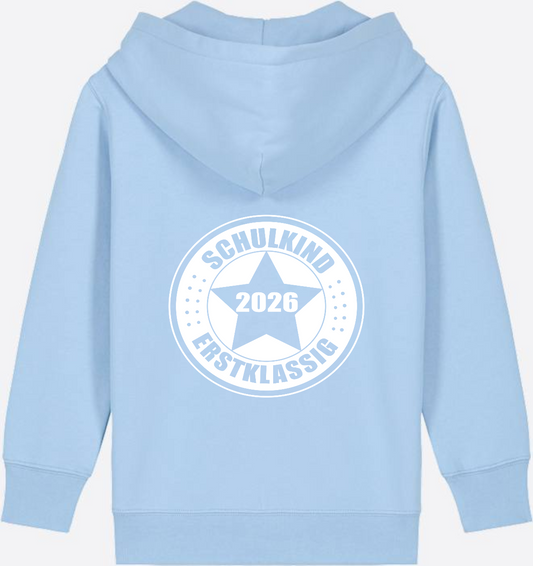 Zip-Hoodie Schulkind 2026 Erstklassig – Geschenk zur Einschulung - Blue Soul