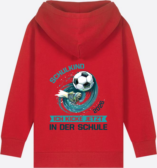Zip-Hoodie Schulkind 2026 – Fußball Geschenk zur Einschulung - Red