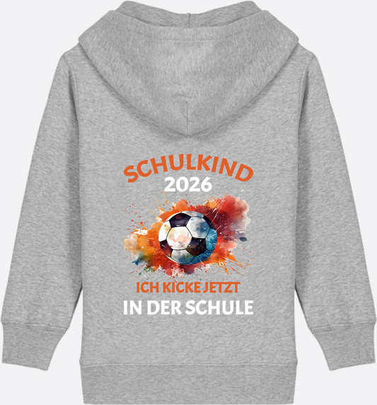 Zip-Hoodie Schulkind 2026 - Ich kicke jetzt in der Schule - Heather Grey