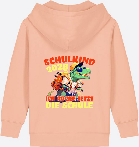 Zip-Hoodie Schulkind 2026 T-Rex – Ich rocke die Schule - Fraiche Peche
