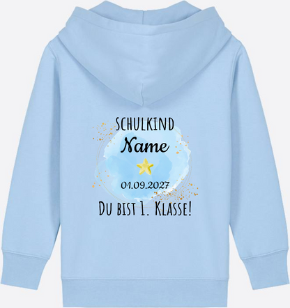 Zip-Hoodie Schulkind - Du bist erste Klasse mit Wunschnamen - Blue Soul
