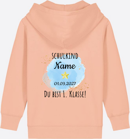 Zip-Hoodie Schulkind - Du bist erste Klasse mit Wunschnamen - Fraiche Peche