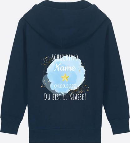 Zip-Hoodie Schulkind - Du bist erste Klasse mit Wunschnamen - French Navy
