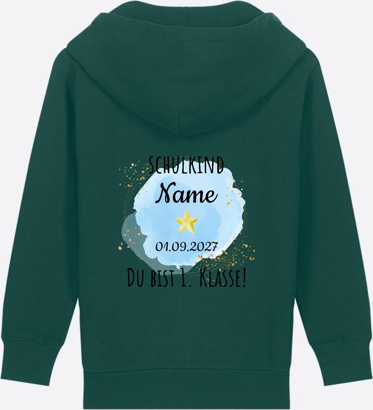 Zip-Hoodie Schulkind - Du bist erste Klasse mit Wunschnamen - Glazed Green