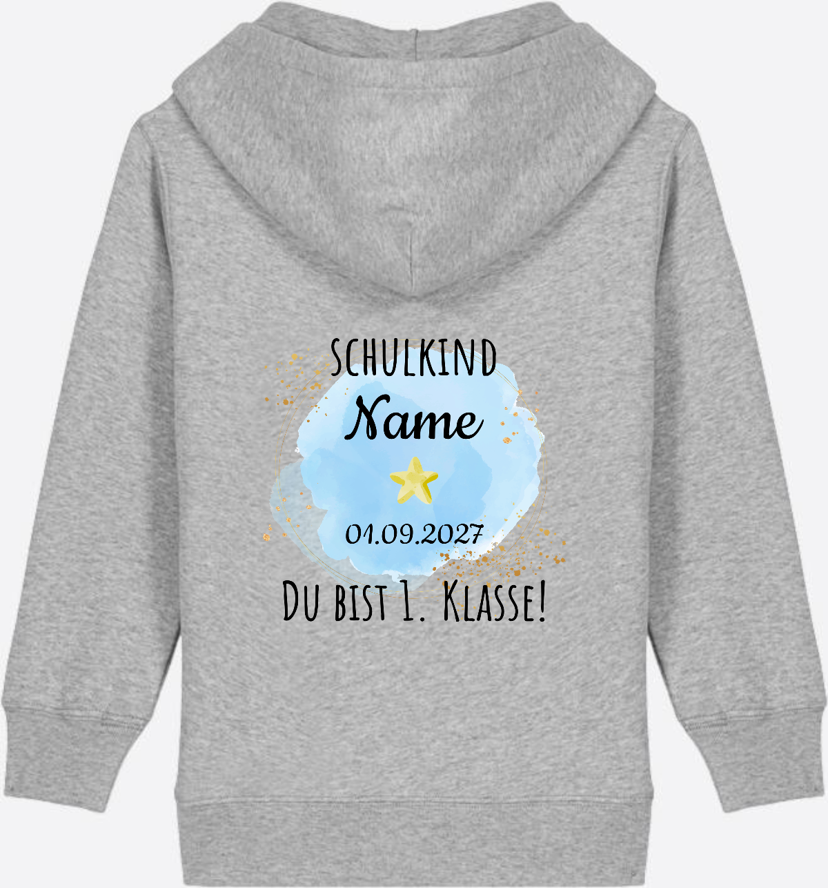 Zip-Hoodie Schulkind - Du bist erste Klasse mit Wunschnamen - Heather Grey