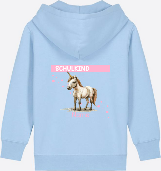 Zip-Hoodie Schulkind Einhorn – Personalisiert zur Einschulung - Blue Soul