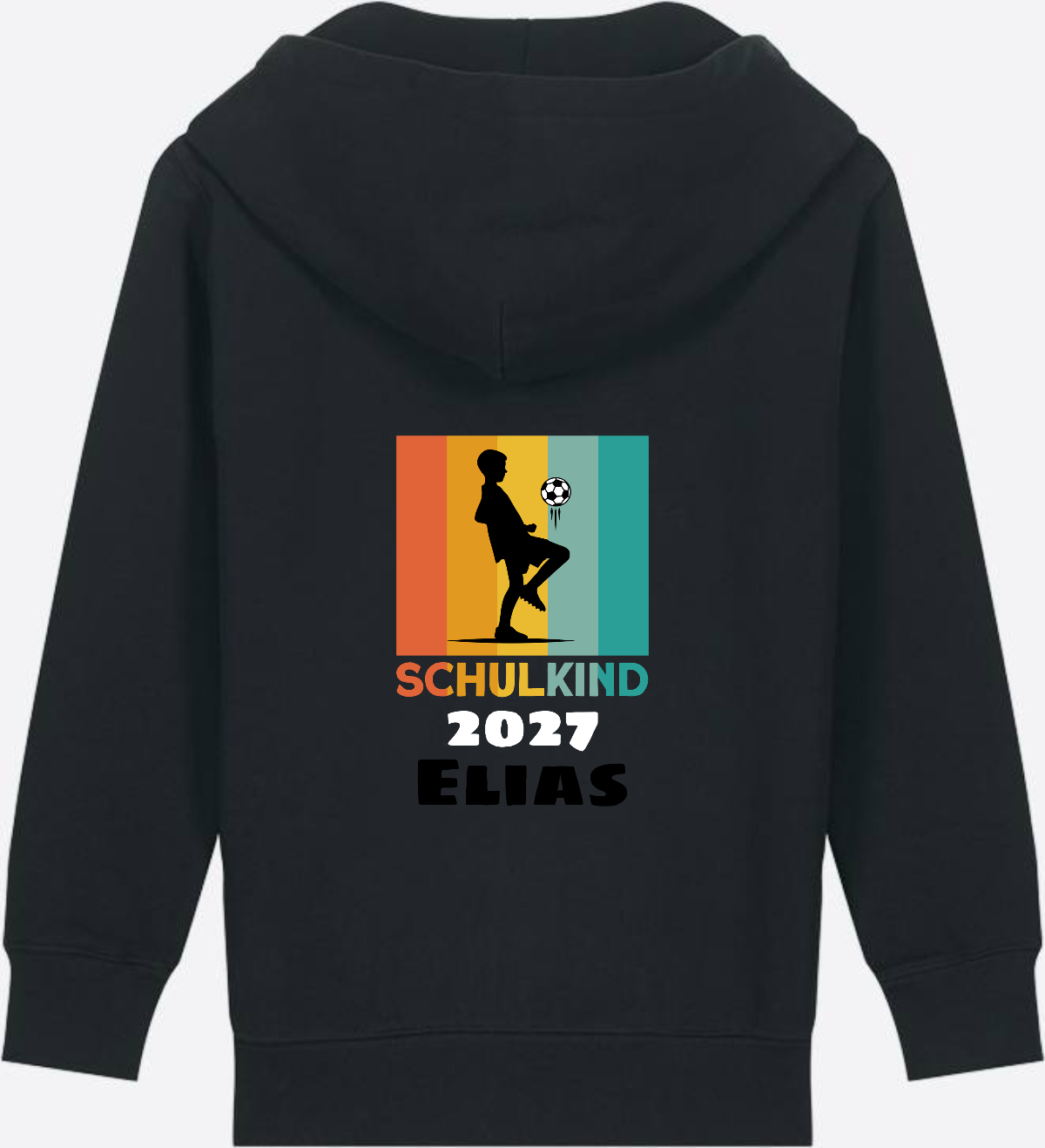 Zip-Hoodie Schulkind Fußball – Personalisiert mit Wunschname - Black