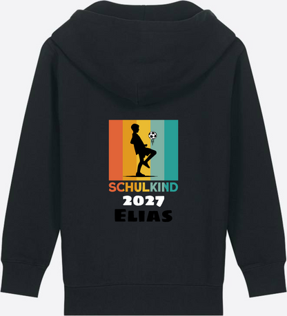 Zip-Hoodie Schulkind Fußball – Personalisiert mit Wunschname - Black