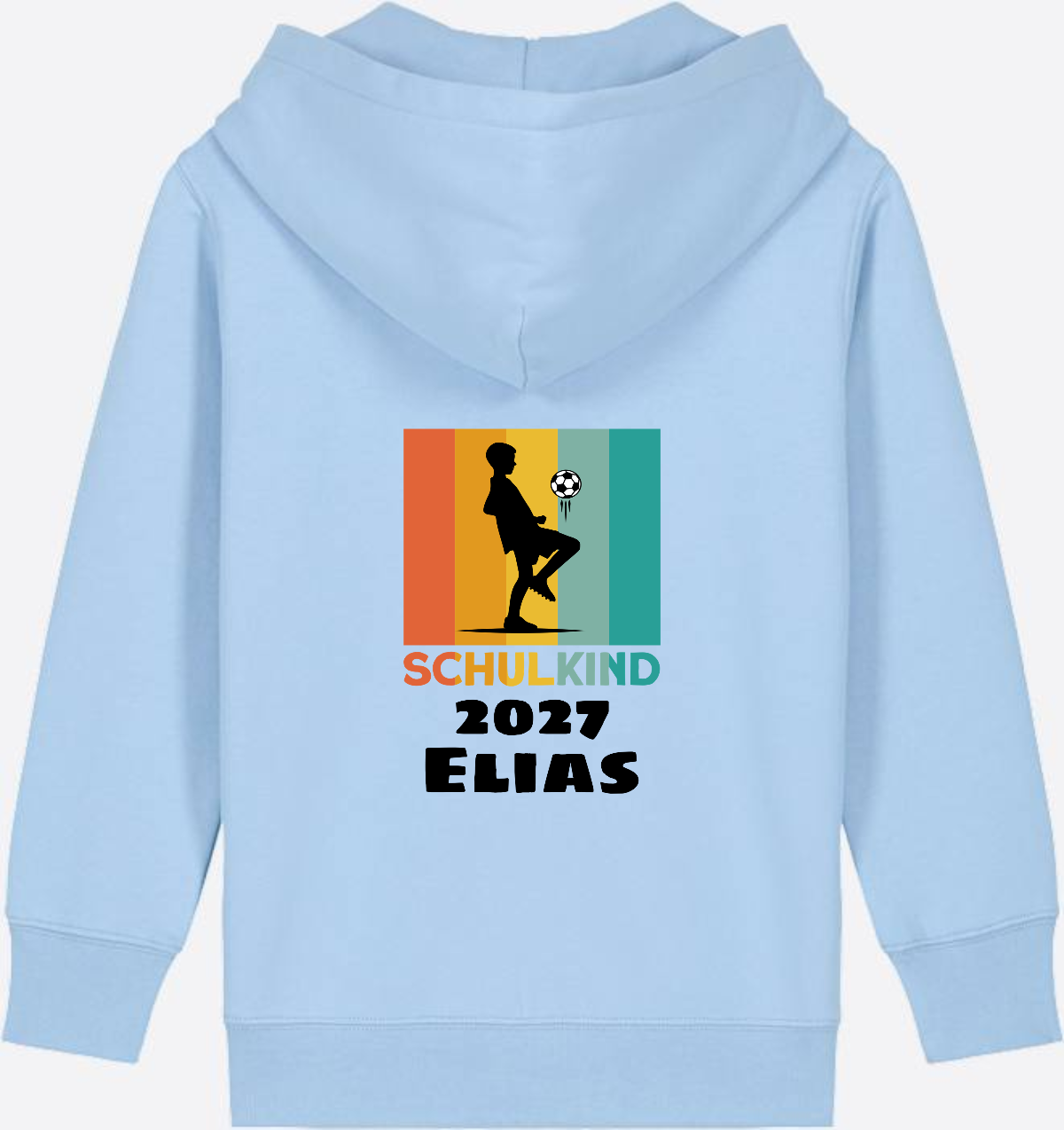 Zip-Hoodie Schulkind Fußball – Personalisiert mit Wunschname - Blue Soul