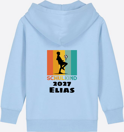 Zip-Hoodie Schulkind Fußball – Personalisiert mit Wunschname - Blue Soul