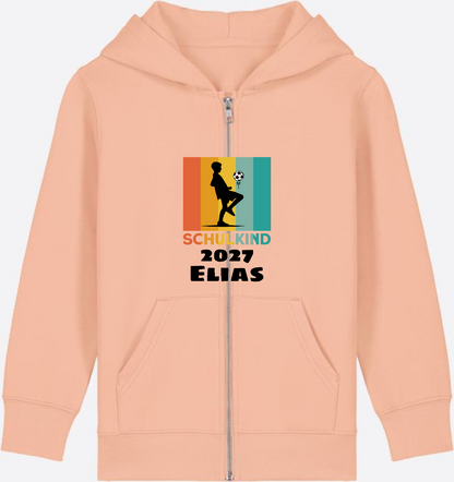 Zip-Hoodie Schulkind Fußball – Personalisiert mit Wunschname - Fraiche Peche Herzseite
