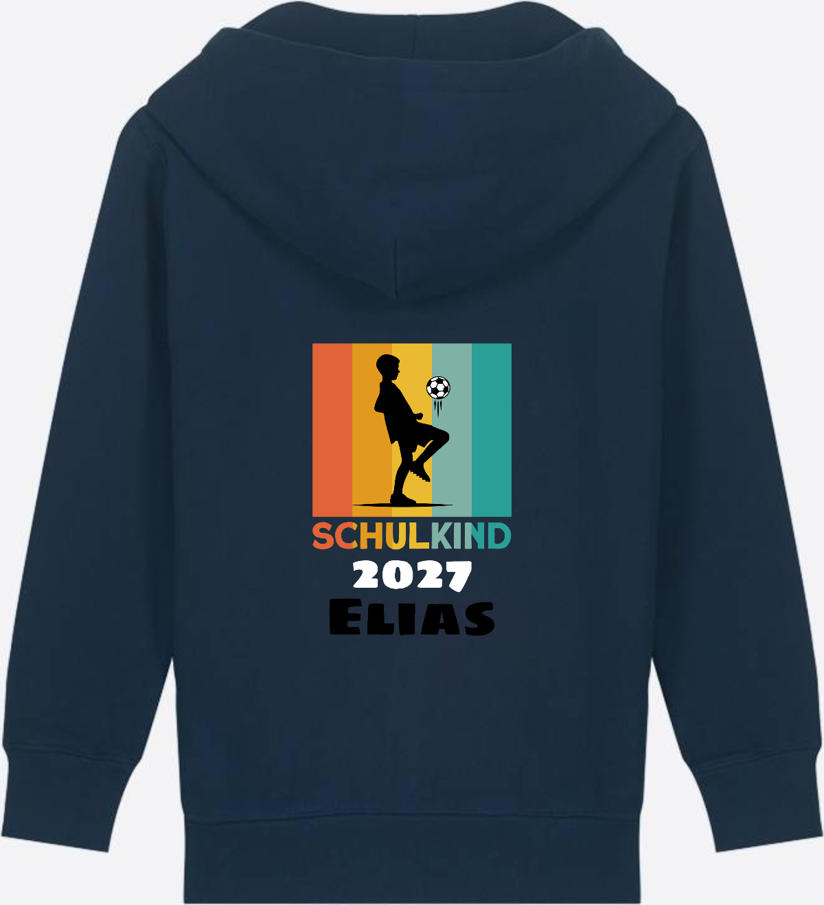 Zip-Hoodie Schulkind Fußball – Personalisiert mit Wunschname - French Navy