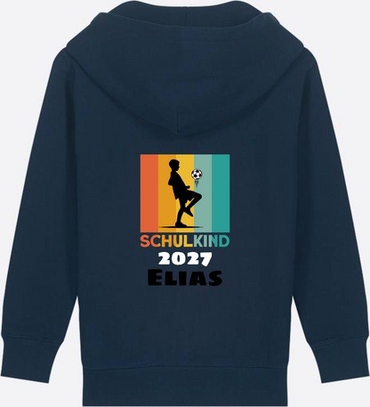 Zip-Hoodie Schulkind Fußball – Personalisiert mit Wunschname - French Navy