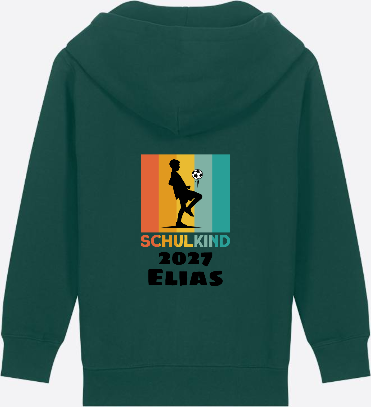 Zip-Hoodie Schulkind Fußball – Personalisiert mit Wunschname - Glazed Green
