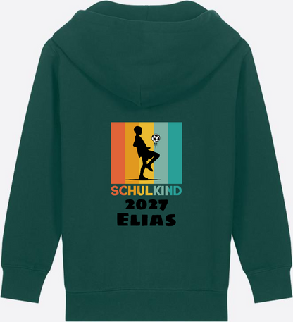 Zip-Hoodie Schulkind Fußball – Personalisiert mit Wunschname - Glazed Green